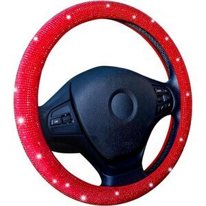 Red Rhinestone Crystal Steering Wheel Covers Diamond Bling Car Accessories Gift